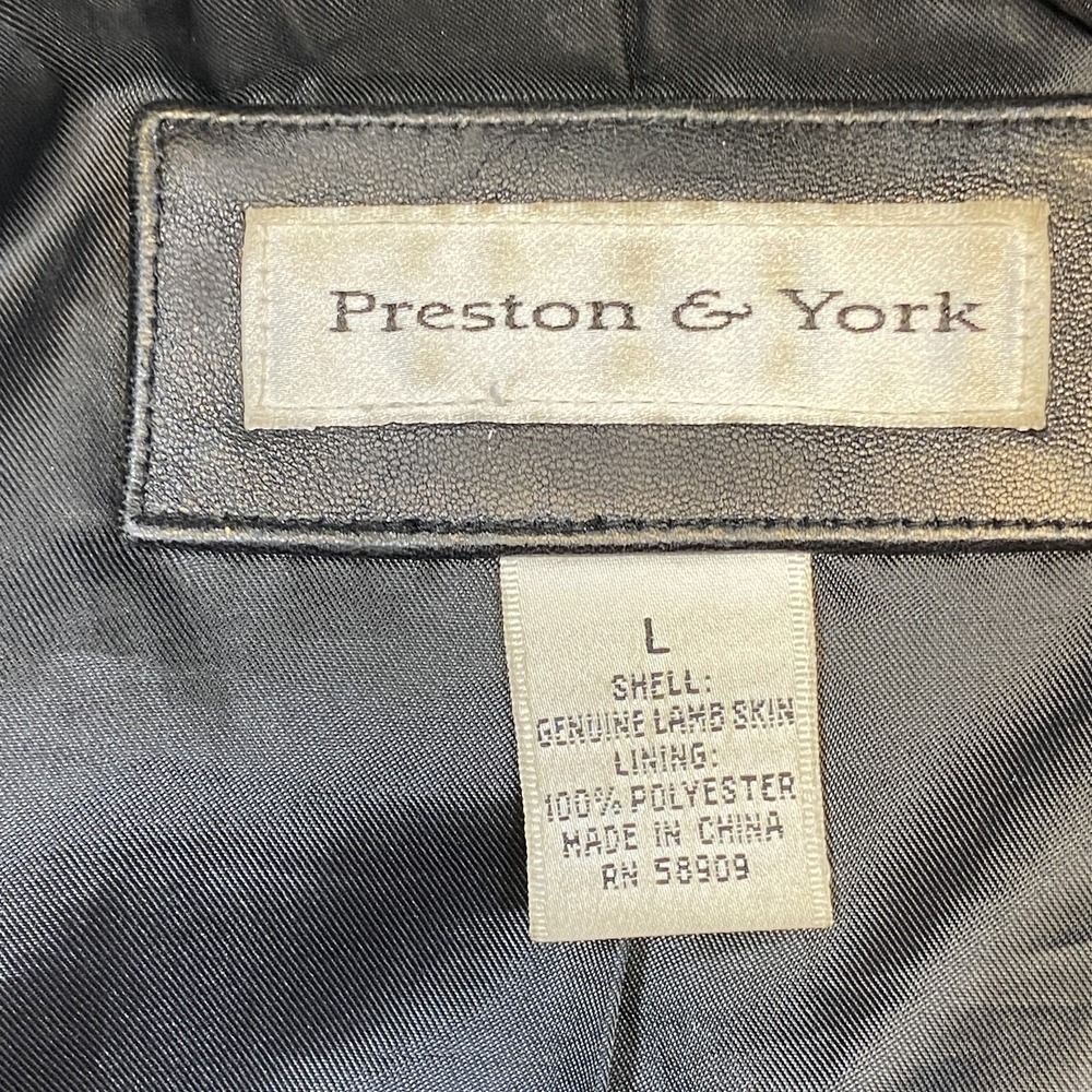 Preston & York Leather Jacket Womens‎ Large Genuine Lambskin Zip Pockets Classic - Picture 7 of 7